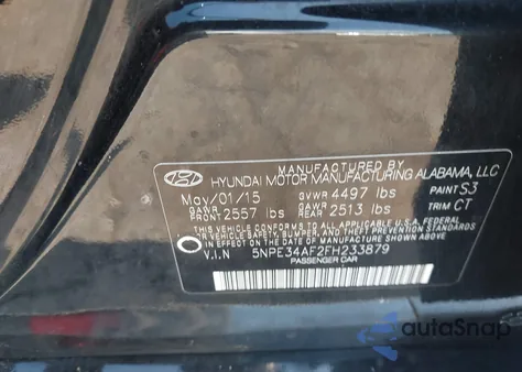 2015 Hyundai Sonata Limited из США, поврежденный, VIN 5NPE34AF2FH233879